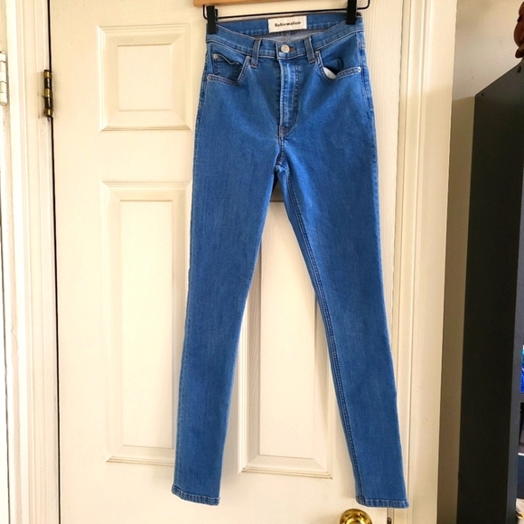 Reformation Denim - Reformation Blue high Skinny Jeans Stretchy Fit